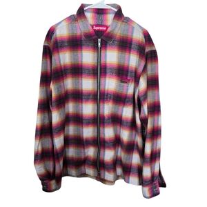 Supreme Shadow Plaid Flannel Zip Up Shirt EUC Size L